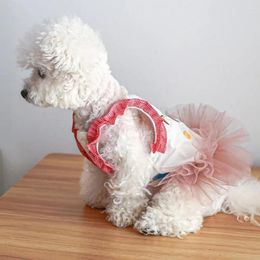 Dog Apparel Beautiful Cartoon Pattern Pet Cat Mesh Princess Dress Bright Colour Dress-up