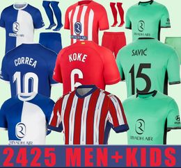 2024 2025 S-4XL JOAO FELIX AtleticoE Madrid Men's Football Shirts KOKE Home Away Football Shirt LEMAR GRIEZMANN M.LLORENTE MORATA H.HERRERA CORREA SAVIC Short Futbol