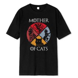 Men's T-Shirts Cat Family Mother Of Cats Printing Male T Shirts Quality Tshirt Summer Casual Cotton Tops Hip Hop Breathable Clothes Man H240506