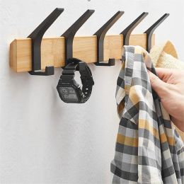 Stickers Coat Rack Wall Mounted Entryway Coat Rack with 5 Movable Hooks Wooden Coat Rack with Sliding Wood Coat Hanger Wall Room Bedroom