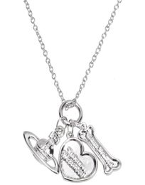 Silver Three Pendant Bone Love Saturn Necklace01234564433936