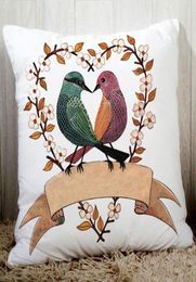 Lovely birds creative drawings sofa cushion cover fine polyester bedding pillowcase 45x45cm cartoon animals printed seat cushion5388781