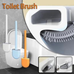 Brushes Wall Mounted Toilet Brush with Holder Flexible Toilet Bowl Cleaning Brush No Dead Corner Bathroom Cleaning Brush