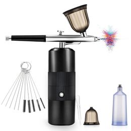 Airbrush Nail Art Air Compressor for DIY Cake Tattoo Manicure Painting Tools Nano Fog Mist Skin Care Cake Decorating Spray Gun 240430