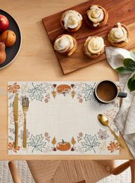 Table Mats Thanksgiving Autumn Pumpkin Kitchen Dining Decor Accessories Placemat Heat Resistant Tableware Pads