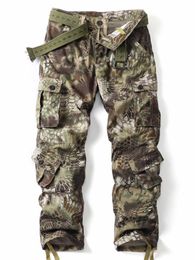 Pantaloni da uomo akarmy maschi casual pantaloni da carico mimetico pantaloni da combattimento 8 tasche (senza cintura) L2405