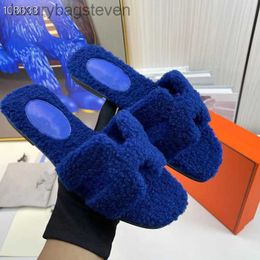 Fashion Original h Designer Slippers h High Version Flat Bottom Slippers Womens Shoes Lamb Wool Slippers Comfortable Anti Slip Slippers with 1:1 Brand Logo