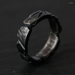 Cluster Rings Vintage Personality Ancient Silver Colour Metal Open For Men's Charm Old Style Rock Biker Jewellery