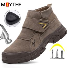Construction Work Boots Anti-smash Anti-puncture Safety Shoes Men Steel Toe Boots Scald Proof Welding Boots Indestructible Shoes 240430