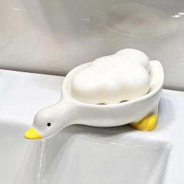 Dishes Cute Yellow Duck Shape Soap Box Cartoon Soap Dish Drainable Soap Holder Soap Container Soap Dish For Tray Bathroom Accessories