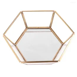 Jewellery Pouches Geometric Clear Glass Display Tray Makeup Organiser Succulent Plants Planter Copper Wedding Favours