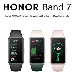 Wristbands NEW Honor Band 7 Smart Band Blood Oxygen 1.47'' AMOLED Screen Heart Rate Tracker Smartband 2 Weeks Battery Life 5ATM Waterproof