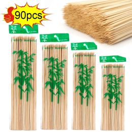 Accessories 90pcs Bamboo Skewer Sticks Food Grade Bamboo Stick Disposable Nature Wood Long Stick 15/20/25/30cm for Barbecue Fruit BBQ Tool