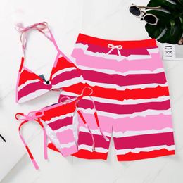 Rainbow Letter Womens Sexy Bikini Swimwear Summer Mens Board Shorts Sweet Lovers Holiday Swimsuit 290n