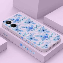 Cell Phone Cases Blue Floral Silicone Phone Case For Realme 10 9 10T 9 Pro 10 Pro 8 Pro7 Pro 8 8i 9i 7i 6 7 10 Pro Plus C35 C30 C31 C25 C20 Cover