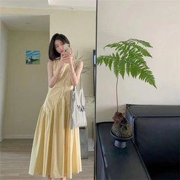 Casual Dresses 2024 Summer Women High-end Patchwork Sleeveless Long Dress Loose Skinny Vest Skirt Design Sense A-line Lady Style