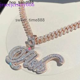 Custom Moissanite Alphabet Pendant Hip Hop Full Diamond Charm S Chain Rap Accessories for Men and Women sier fashion Jewellery necklaces