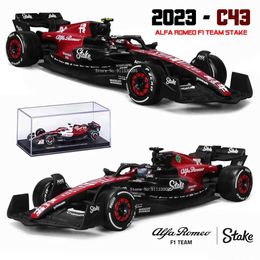 Diecast Model Cars Bburago 1 43 F1 2023 24# Zhou Guanyu Alpha Romeo F1 Team Equity C43 77# Valtteri Bottas Alloy Car Die Casting Car Model CompetitionL2405