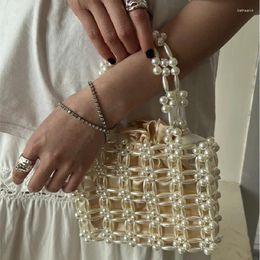 Evening Bags Vintage Bead Handmade Bag Summer Handbags For Women Fashion Crossbody Phone Luxury Pearl Clutch Purse Lady