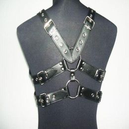 Quality leather Male Body Harness Bondage jacket SM bound012013332