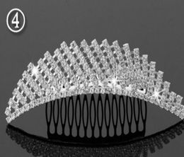 Fashion bride wedding crystal crown comb headband children girl birthday party events rhinestone Tiaras Hair Jewelry 6 types Chris8982928