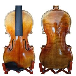 4/4 handmade violin strad 1716 model natural acoustic fiddle rich sound and case