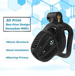 2023 NEW Male Device 3D Print Bee-hive Design Breathable Cock Cage 2 Types of Penis Rings Adult Products Sex Toys M0015924436