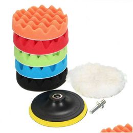 Car Polishers 8Pcs/Set 3 Inch Polish Pads Buffer Tool Set Polisher Drill Sponge Kit Waxing Care Foam Paint Repair Accessories Drop Del Dh28N