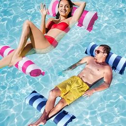 Inflatable Float Hammock floaties for adults Perfect Poolside Lounging Swimming Pool Loungers Beds Foldable Striped Parties 240506