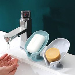Leaf Shape Soap Dishes Box Drain Soaps Holder Boxes Bathroom Shower Holders Sponge Storage Plate Tray Bathroom Supplies H16147424