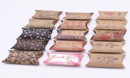 Gift Wrap 102050Pcs MultiPatterns Printed Kraft Paper Boxes Cute Mini Pillow Shaped Candy Bags For Wedding Favours Box Packaging1399261