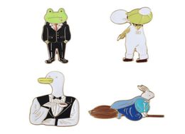 Frog Rabbit Boy Cute Cartoon Enamel Lapel Pins Badge For Men Women Children Clothes Backpack Shirt Hat Badge Whole Drop S8876216