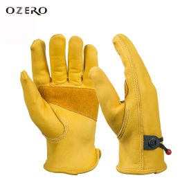 Gloves Ozero New Men's Work Driver Gloves Cowhide Leather Security Protection Wear Safety Working Welding Warm Gloves for Men 1004