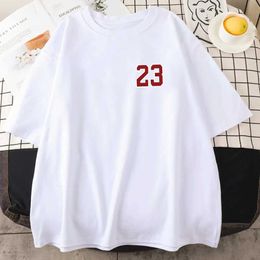 Men's T-Shirts Sports Tops Number 23 Cotton T-shirts Print Y2K Men T Shirt Basketball T Unisex Casual Oversized Strtwear Men Clothing T240505