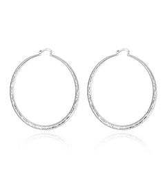 Plated sterling silver large Round fish pattern earrings DJSE289 size diameter 71CMwomen039s 925 silver plate Hoop Huggie j8650951