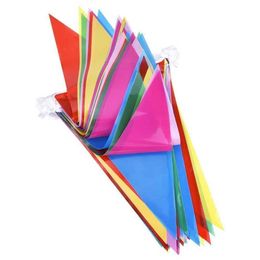 Banner Flags 3 Sizes 50 Metre Colourful Triangle String Flag Multi Colour Banner Bunting Party Event Home Garden Decorators Wedding DIY Decor