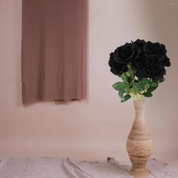 Decorative Flowers 10 Pcs Simulation Black Rose Fake Bouquet Artificial Flower Ornament Roses Decorate Silk Bride Plant