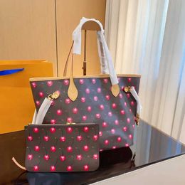 cherry designer tote bag l-letter large totes women fashion shoulder shopping bags brown flower print designer handbag