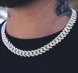 Iced Out 15mm Miami Cuban Link Chain 8quot16quot18quot20quot24quot Custom Necklace Bracelet Rhinestone Bling Hip Hop For3240923