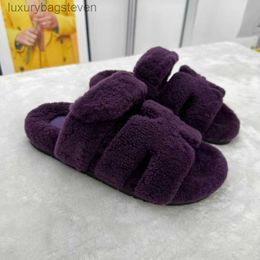 Fashion Original Hremms Designer Slippers Second Uncle Fur Slippers for Women New Leather Fur Casual Versatile Leather Ugly Cute Velcro Slipper with 1:1 Logo