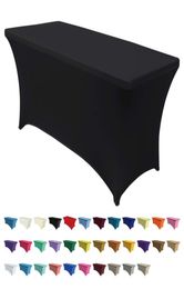 5pcs Table Cloth Rectangular Wedding Long Bar Elastic Stretch Spandex Tables Cover el Event Party Desk Cloth Black White2072495