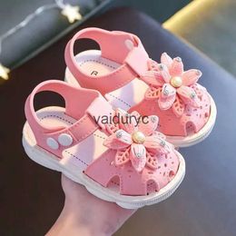 Sandals Solid Bow ldrens Summer Shoes Cute PVC Beach Non Slip For Baby Girls Footwear Soft Infant Kids Fashion H240506