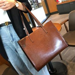 Shoulder Bags Cowhide Big Bag The Colour Contrast Gashion Casual Handbag Genuine Leather Large-Capacity For Women