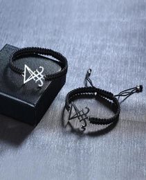 Charm Bracelets Men Women Stainless Steel Leviathan Cross Lucifer Hand-made Braided Rope Chain Jewelry4451253