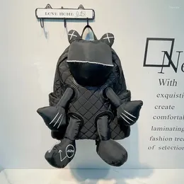 Backpack Women's Waterproof Nylon Japanese Korean Travel Embroidered Grid Large Pocket Casual Trend Frog Doll Schoolbag 2024