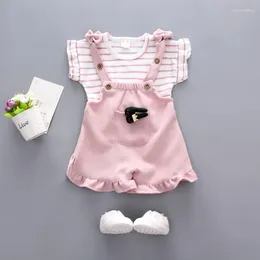 Clothing Sets 2Pcs/set Summer Baby Girl Striped T-shirt Cartoon Cute Cotton Shorts Children's Girls Casual Outfits