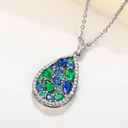 Chains 2024 Fashion Euro-n Blue Emerald Necklace For Women Monay's Garden Jewellery Series Set Accessories Wholesale