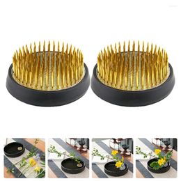 Decorative Flowers 2 Pcs Flower Arrangement Needle Base Planting Holder Vase Holding Accessory Copper Tool Stand Fixing