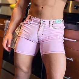 Men's Shorts Personalised Sexy Mens Summer New Shorts Fashion Street Clothing Mens Tight Solid Colour Button Pants S-3XLL2405