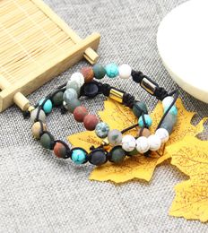 Fashion Stainless Steel Jewellery Handwork Beaded Bracelet Whole 10PCS 8mm Mix Colours Natural Stone Beads Macrame Bracelets6502709